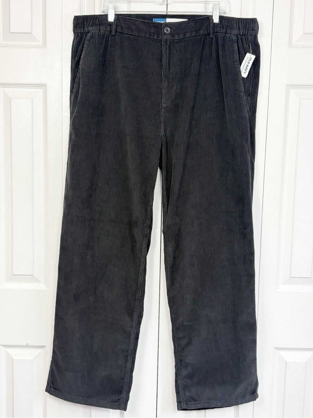 NWT Old Navy Ash Gordon Gray Corduroy Vintage Baggy Straight Leg Pants XL